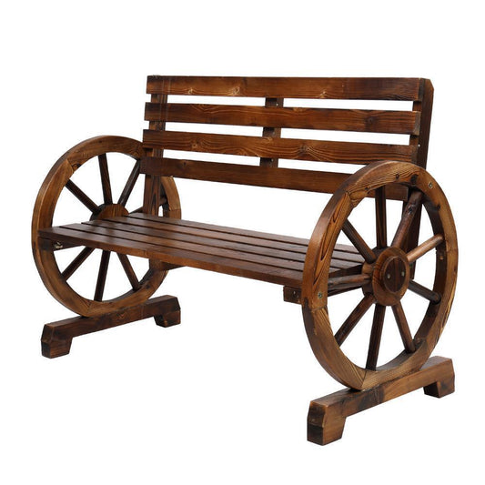 2 Person Rustic Wagon Wheel Bench