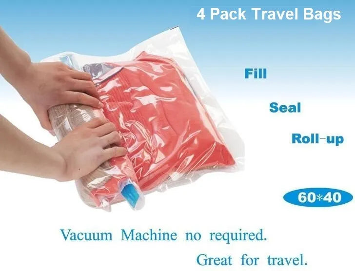 13 PACK : 9 Large XL Vacuum Seal Storage Bags + Bonus 4 Travel Bags