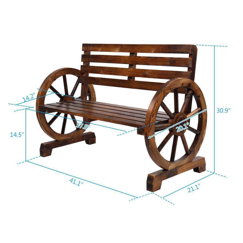 2 Person Rustic Wagon Wheel Bench