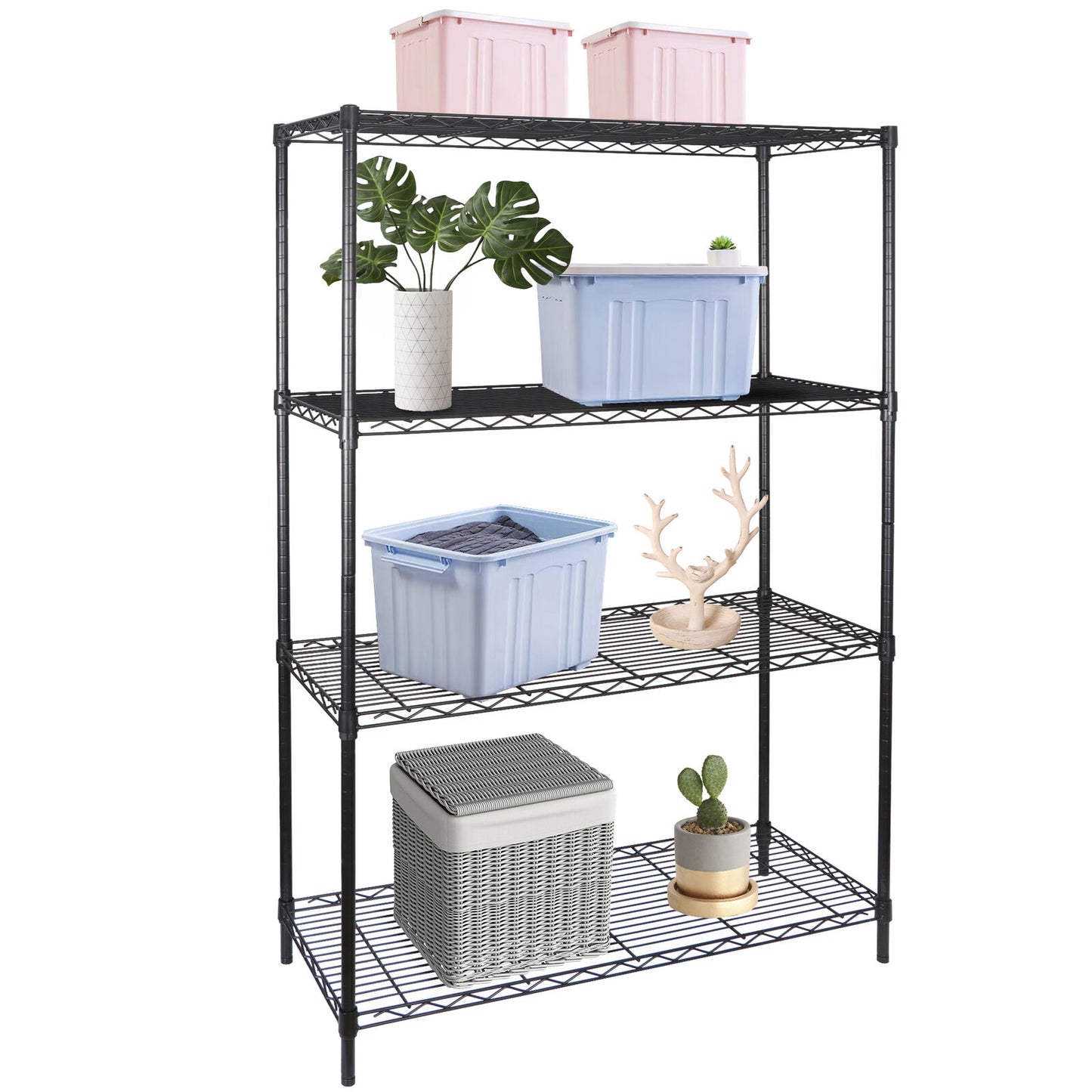 2x 4 Tier Steel Wire Shelf Rack