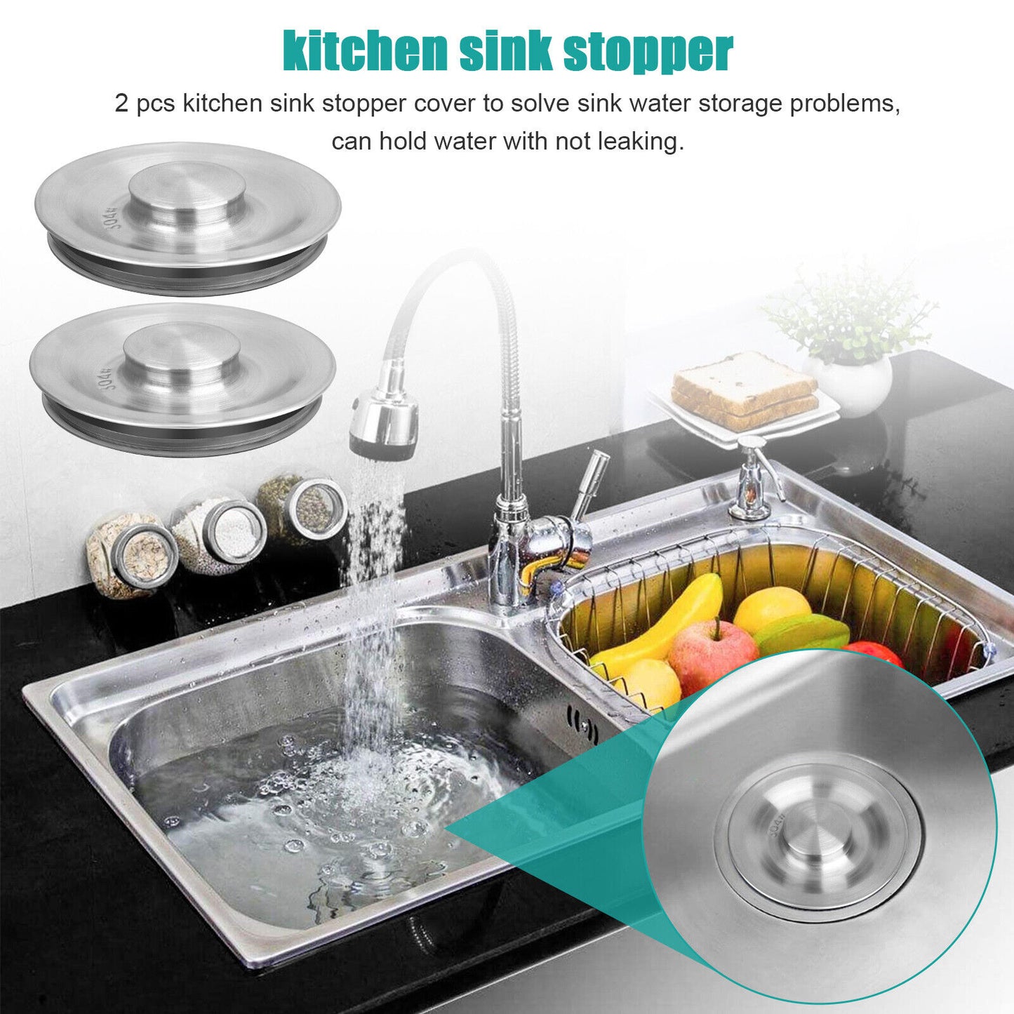 2 Pack Kitchen Sink Strainer Stopper