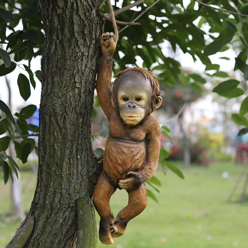 Monkey Chimp Hanging Rope Garden Ornament