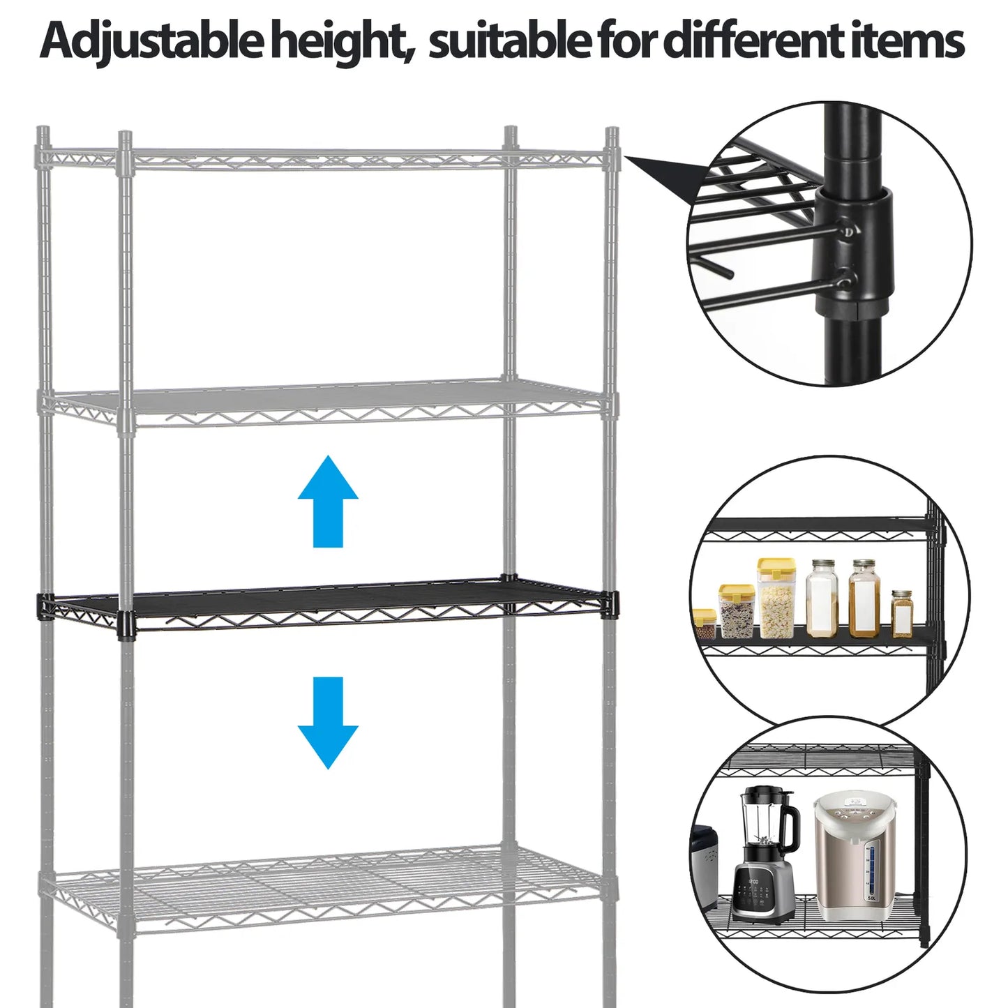 5-Tier Shelves Wire Unit Rack Large Space