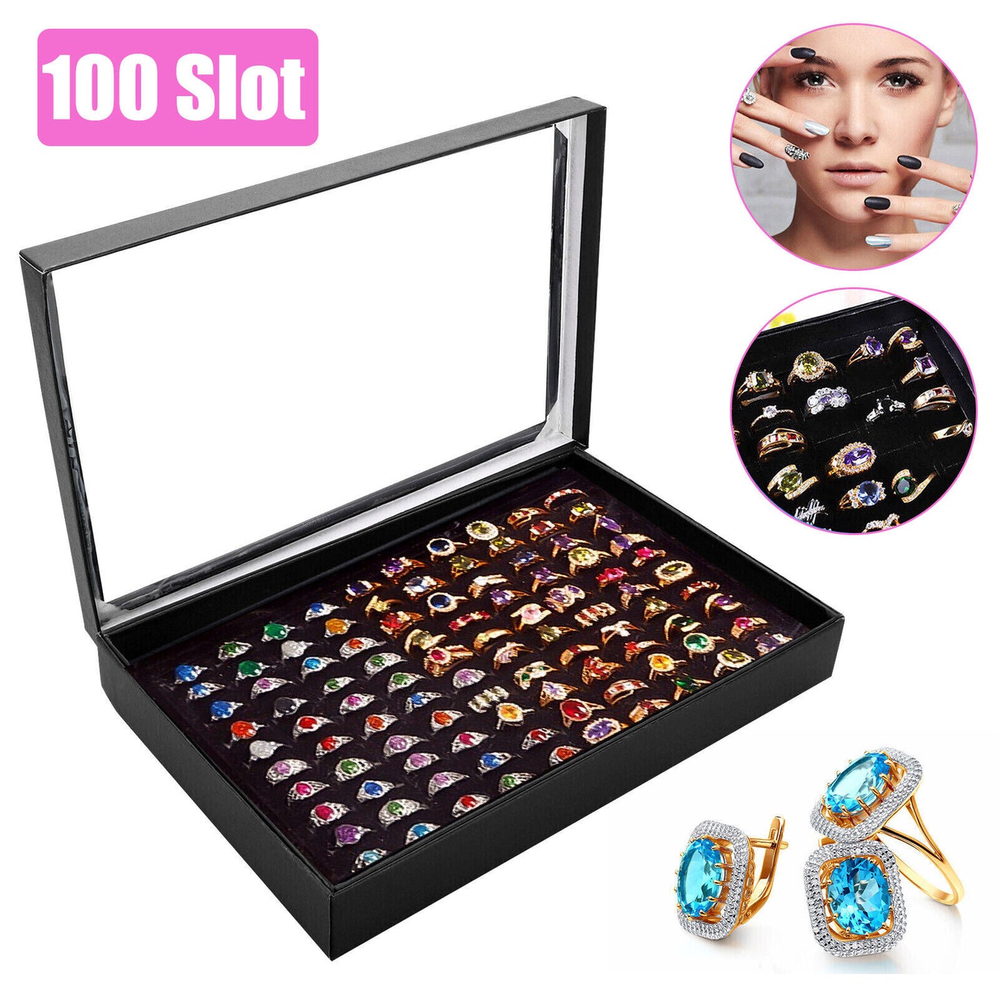 100 Slots Jewelry Ring Display Organizer