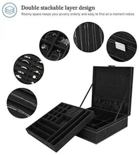 Two-Layer Jewelry Box Organizer-Black