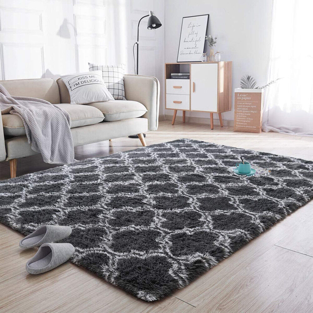 Ultra Soft Shag Carpet For Bedroom Living Room 120x160CM-Gray