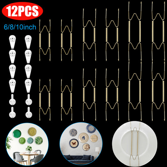 12pcs Golden Spring Plate Wire Hangers 6"+8"+10"