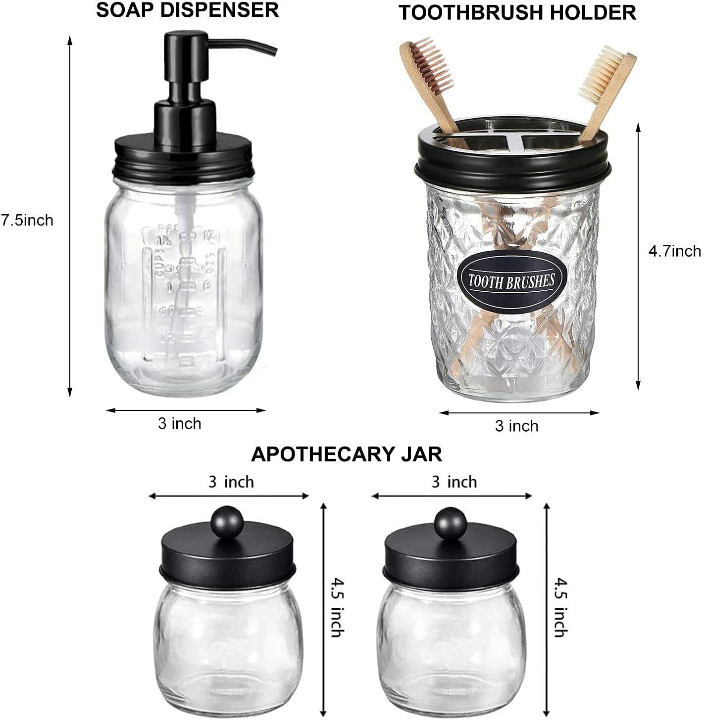 Mason Jar Bathroom Accessories Set