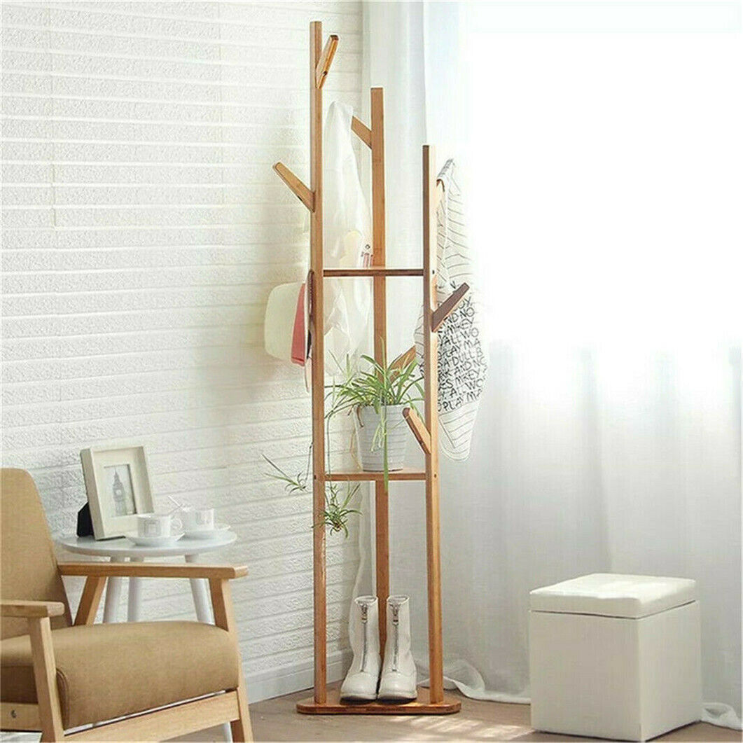 Wooden Standing Hat Coat Rack