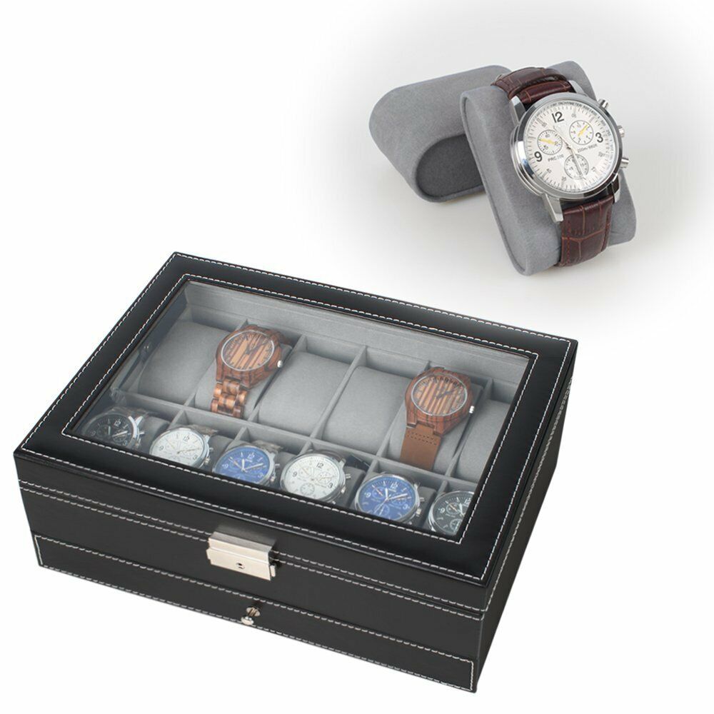 NEW Watch Box 12 Slots PU Leather