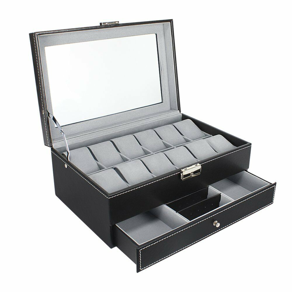 NEW Watch Box 12 Slots PU Leather