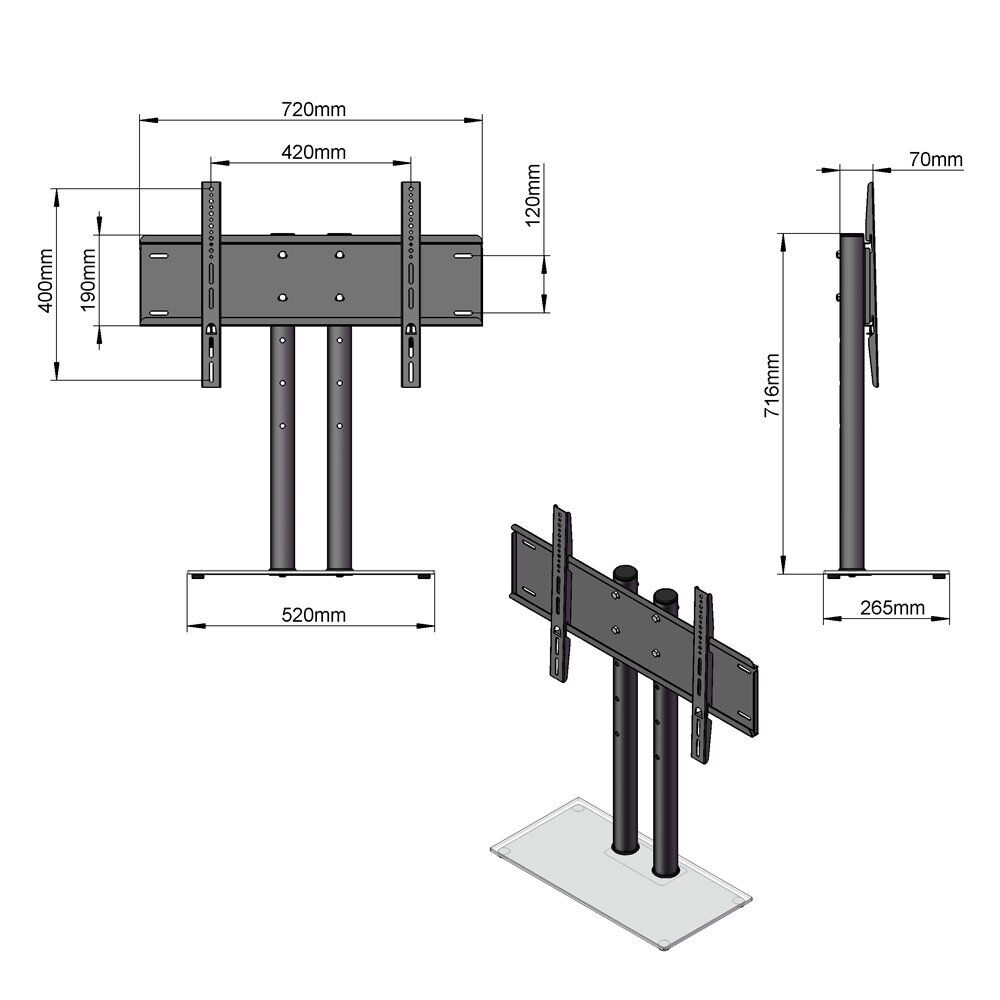 TV Stand with Mount Pedestal Base for 22" - 65"