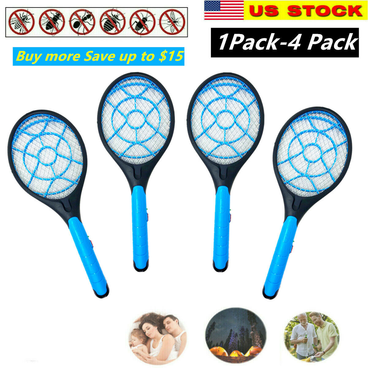 Electric Mosquito Fly Swatter Tennis Racket