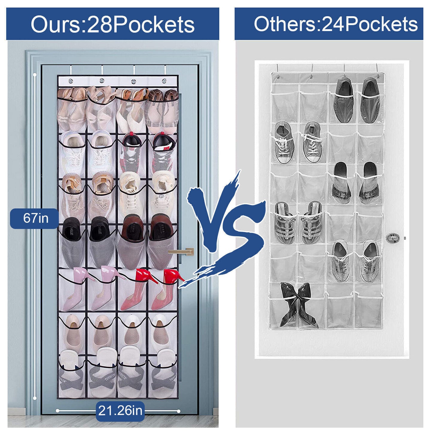 28 Grids Over Door Shoe Organizer