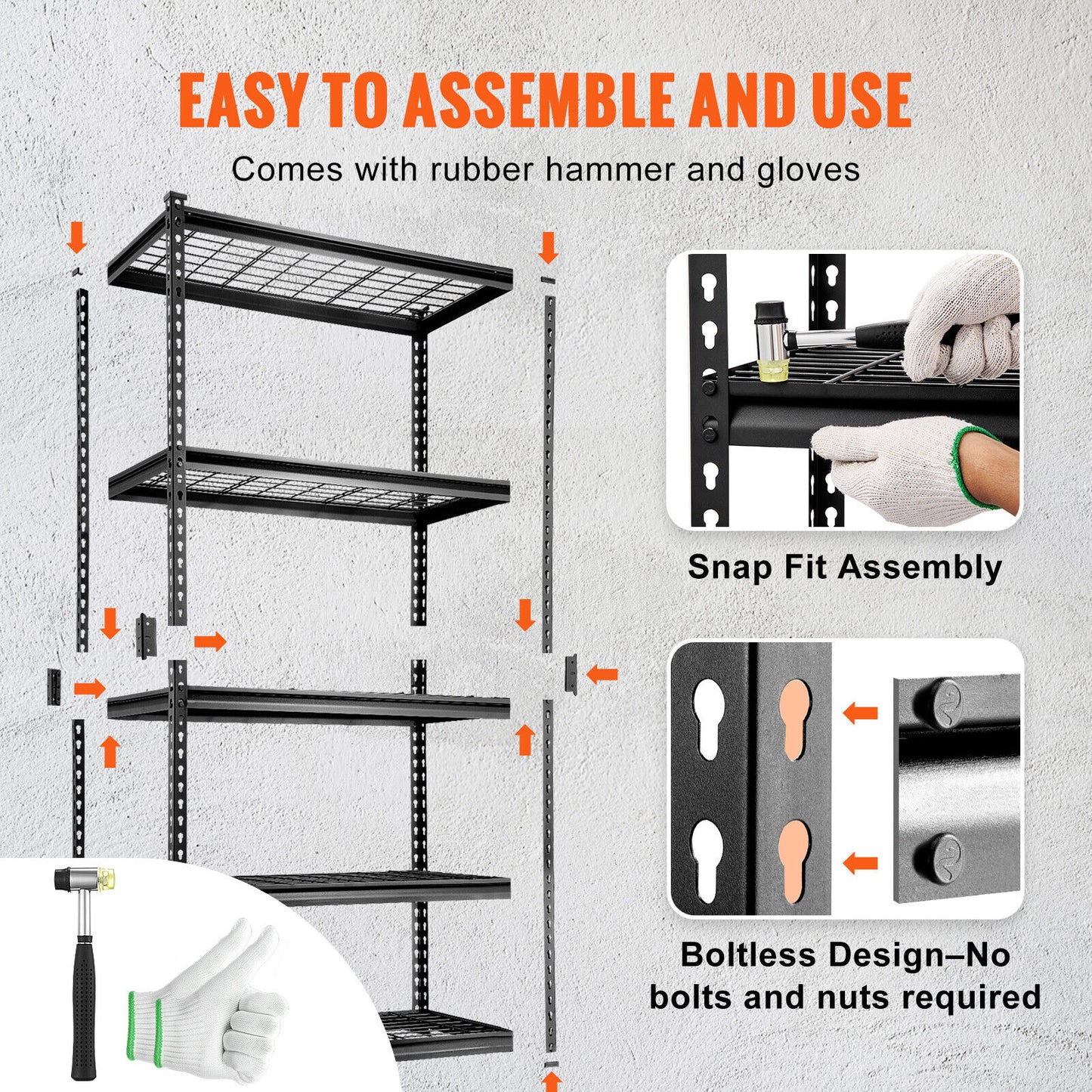 5-Tier Metal Storage Shelving Unit 16"D x 36"W x 72"H