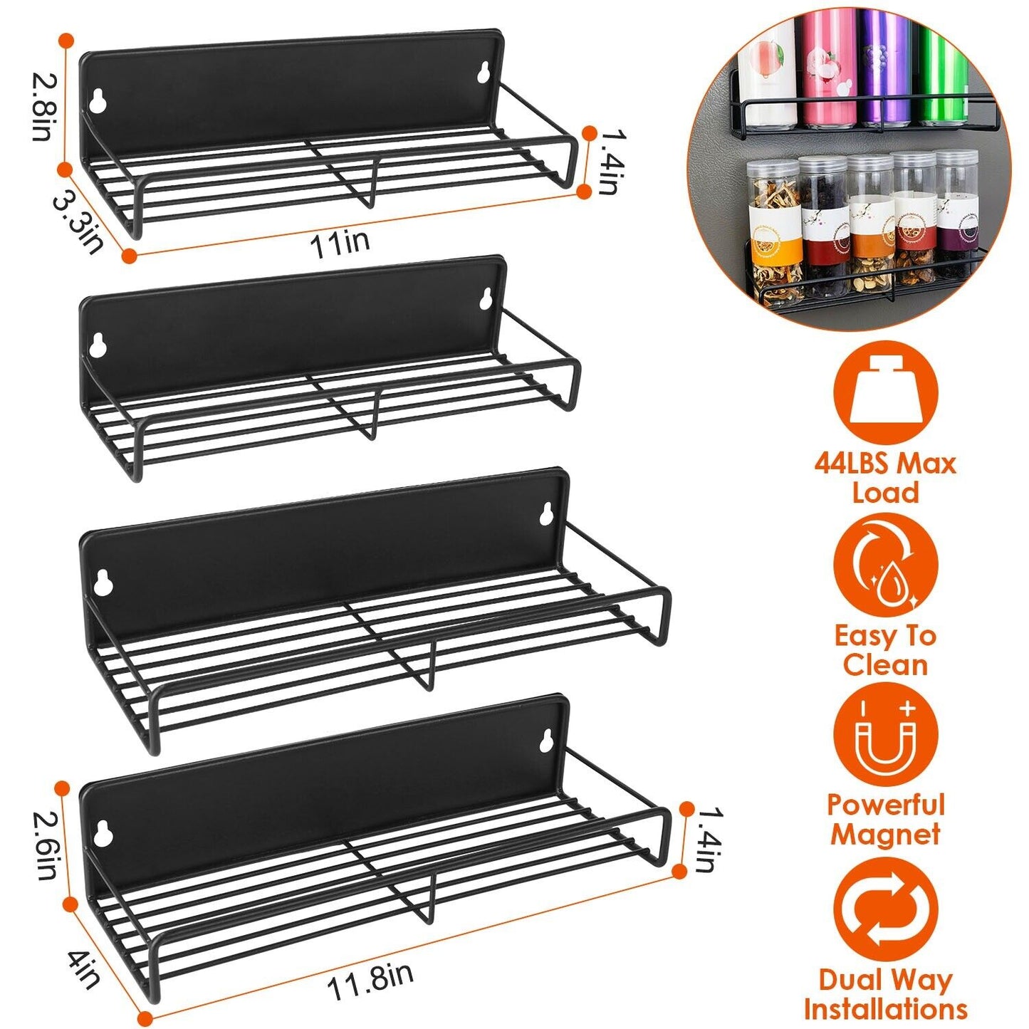 4Pack Magnetic Spice Rack