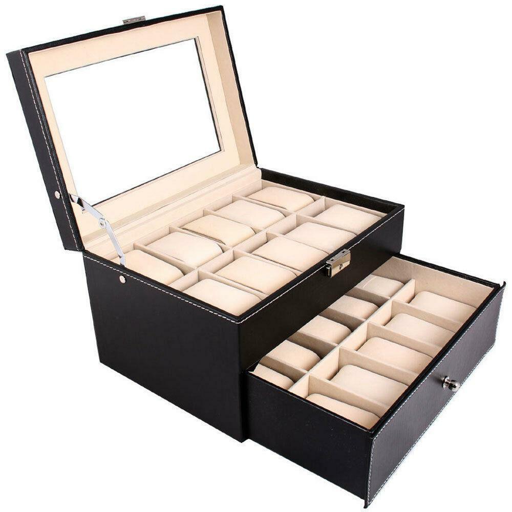 Large 20 Slot Leather Watch Box