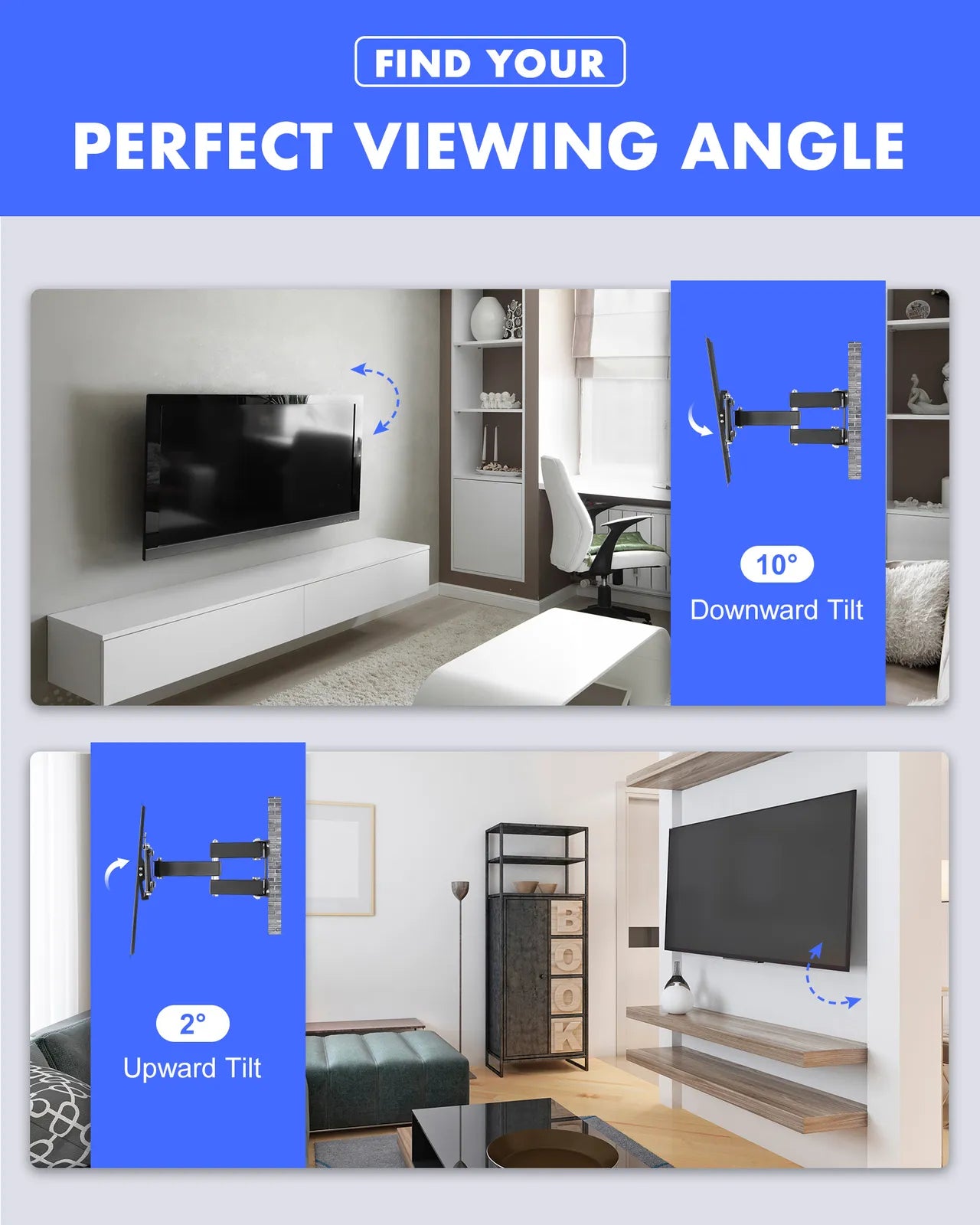 Full Motion TV Mount Bracket for 20 24 26 30 32 40 42 43 48 49 50 51 52 55 60 TV