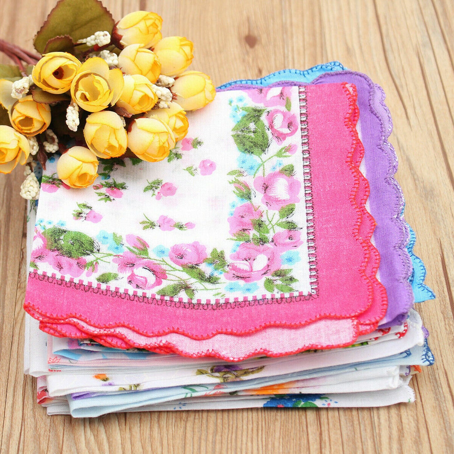 20PCS Ladies Handkerchiefs 100% Cotton