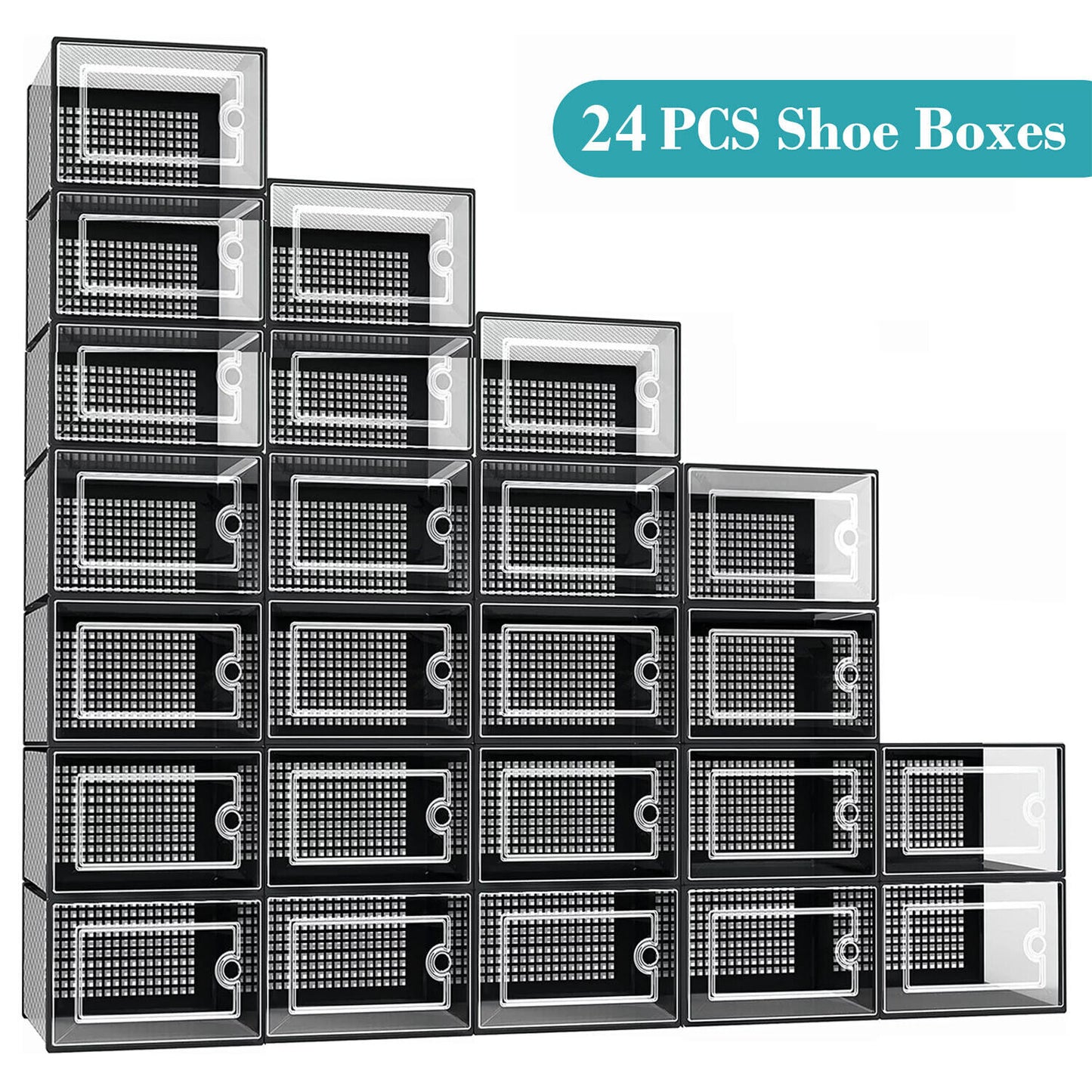 24 Pack Shoe Storage Box Clear Plastic