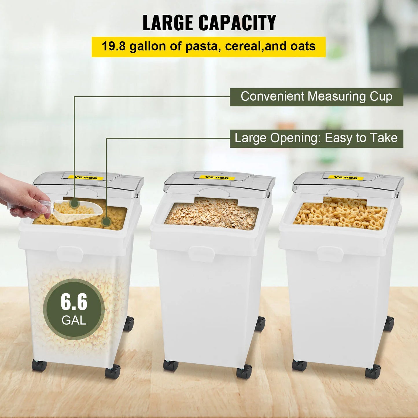 3Pcs 6.6Gal Dry Ingredient Storage Bin