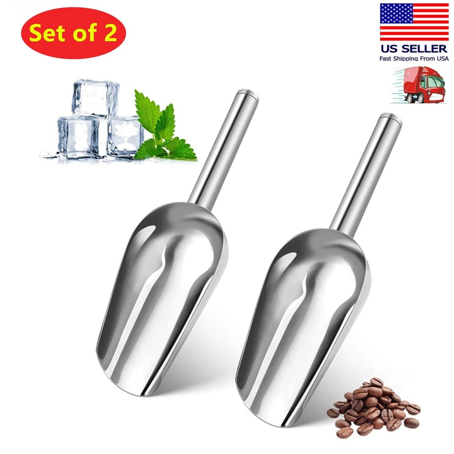 2x Stainless Steel Scoop Bar