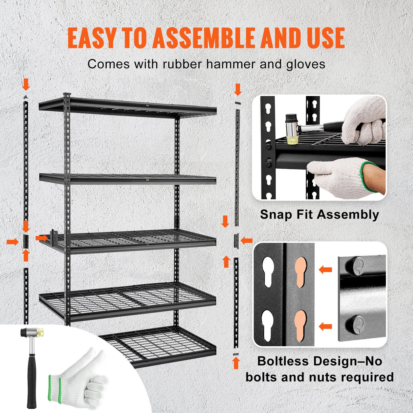 5-Tier Metal Storage Shelving Unit 24"D x 48"W x 72"H