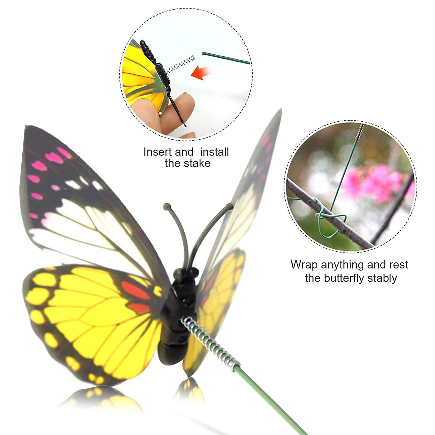 50Pcs Butterfly Stakes Outdoor