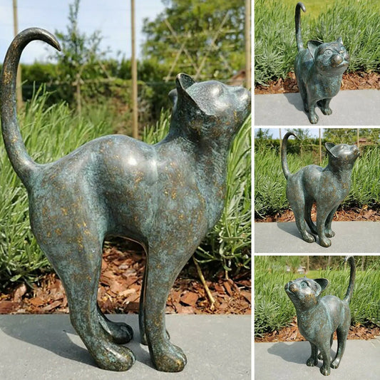 Cat Resin Bronze Lawn Porch Yard Decor