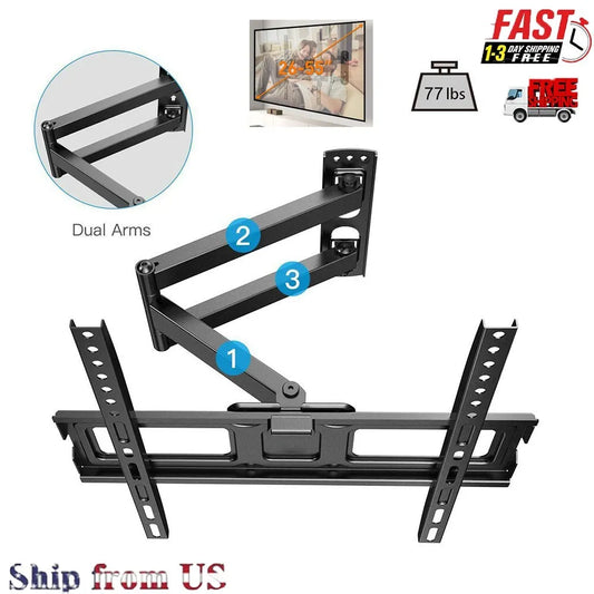 FULL MOTION TILT DUAL ARM LCD LED TV WALL MOUNT BRACKET 32" to 55"