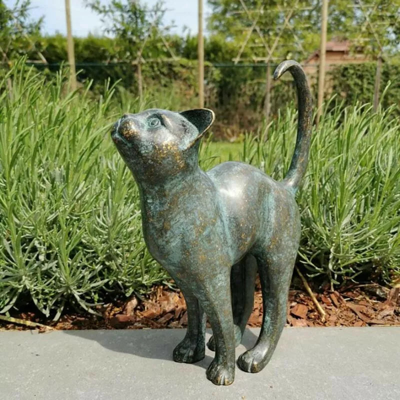 Cat Resin Bronze Lawn Porch Yard Decor