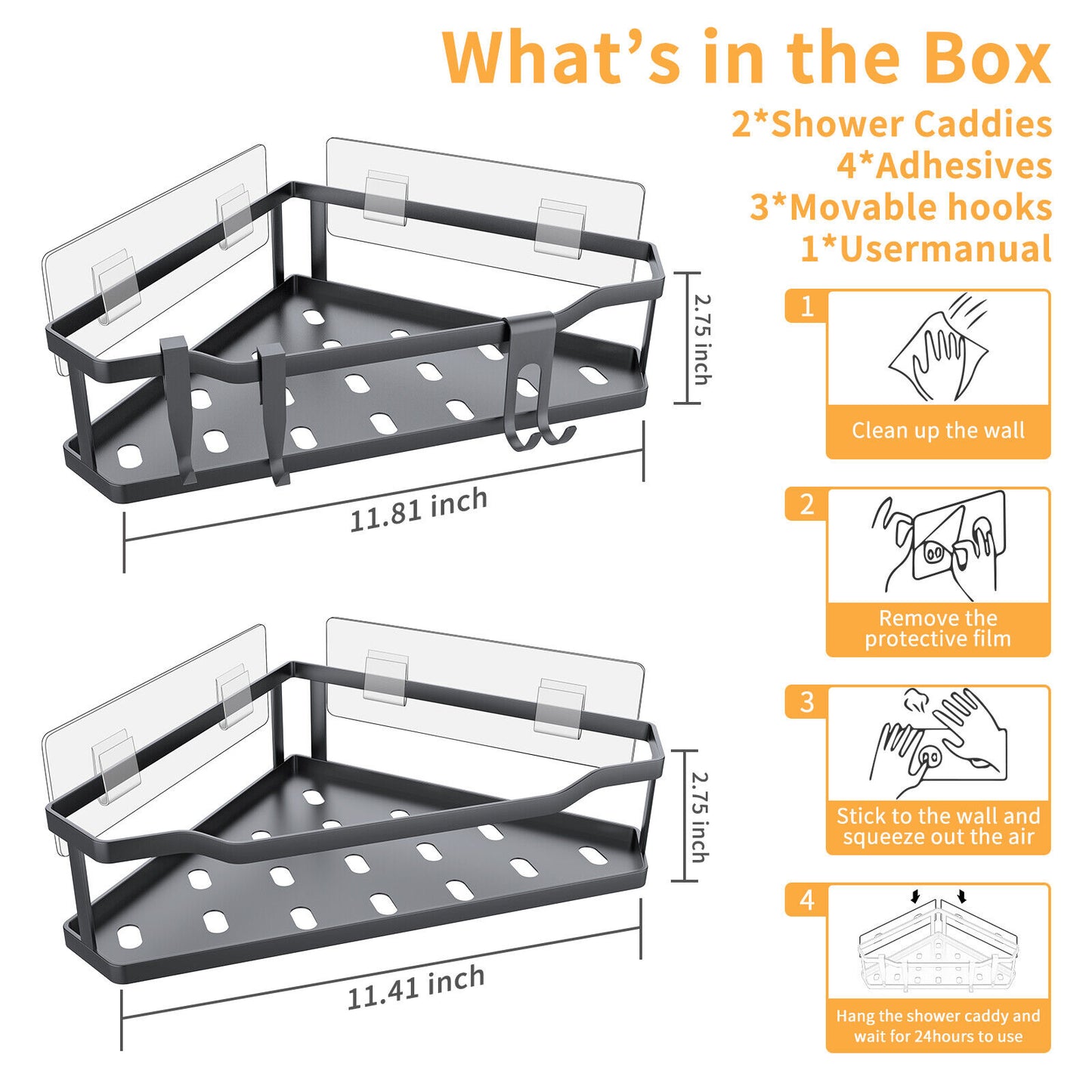 2PCS Shower Shelf