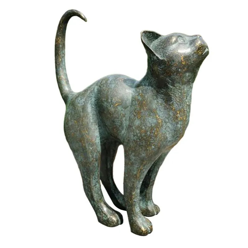 Cat Resin Bronze Lawn Porch Yard Decor