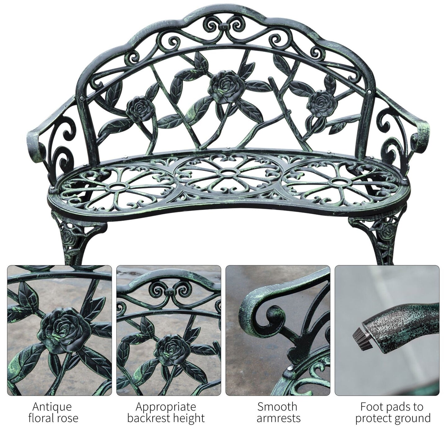 Outdoor Furniture Cast Aluminum Antique Rose Design