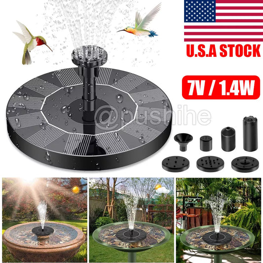 Bird Bath Fountain Solar Powered Garden Pool US