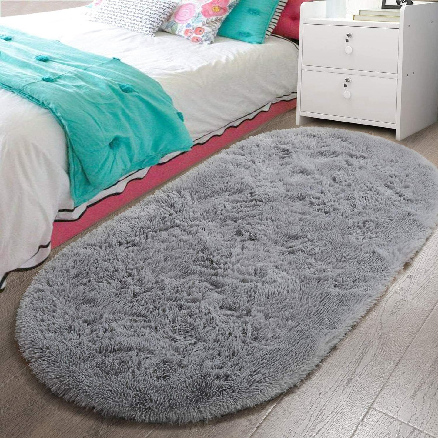 Ultra Soft Shag Carpet For Bedroom 2.6x5.3ft- Gray