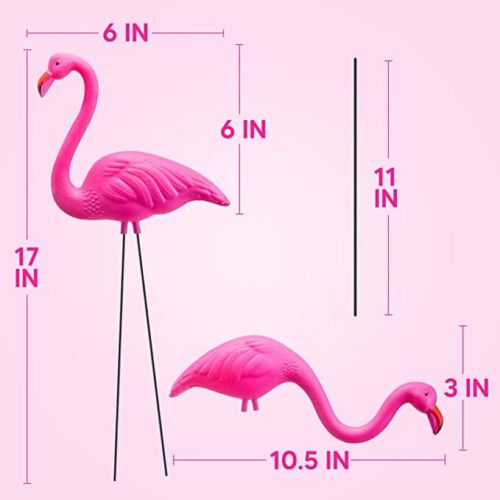 Set of 6 Small Pink Flamingo Garden Decor