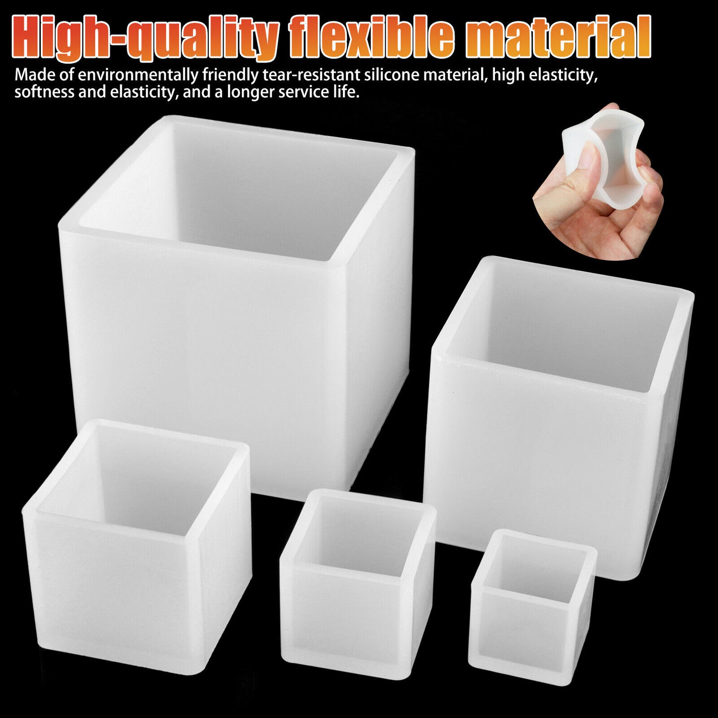 5PCS Square Cube Silicone Mould