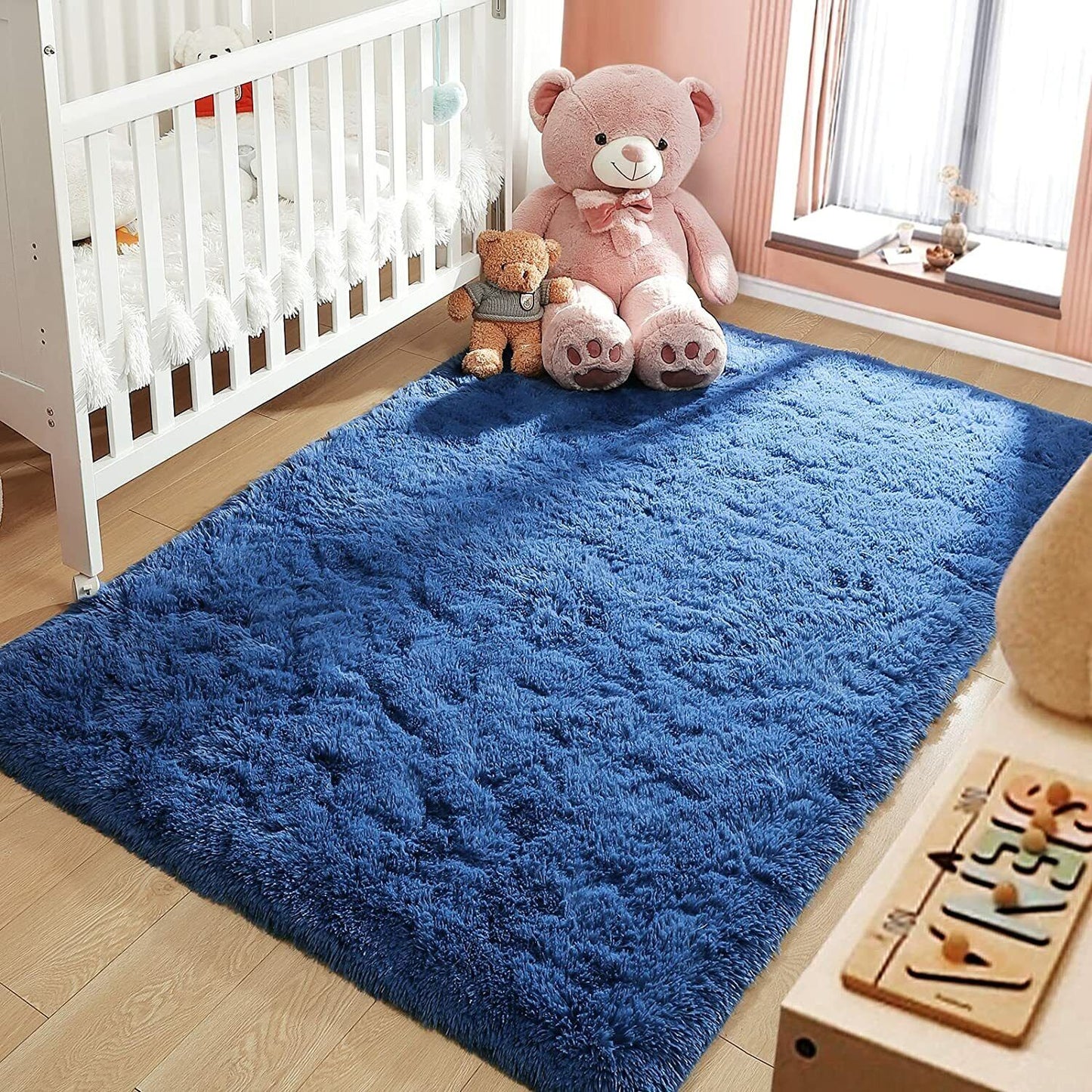 Fluffy Rug Ultra Soft for Bedroom 3x5ft- Navy Blue