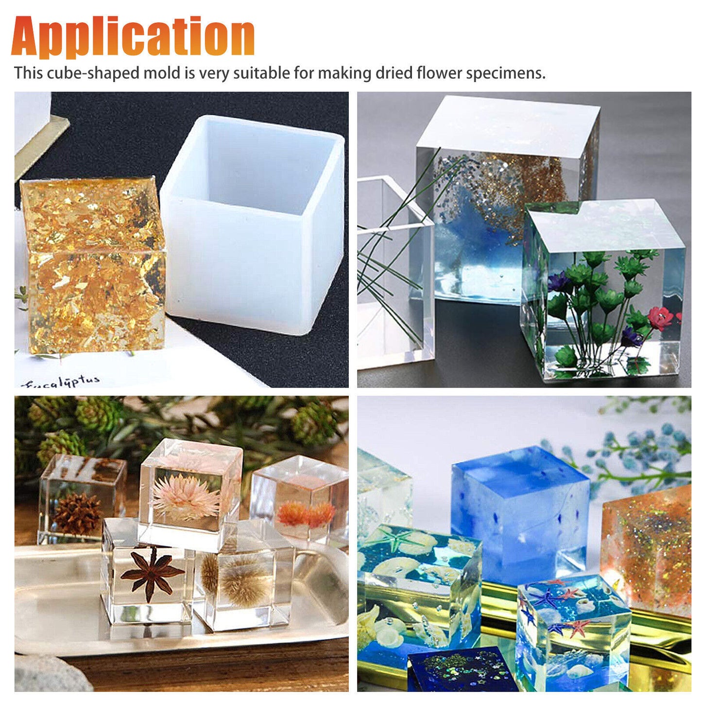 5PCS Square Cube Silicone Mould