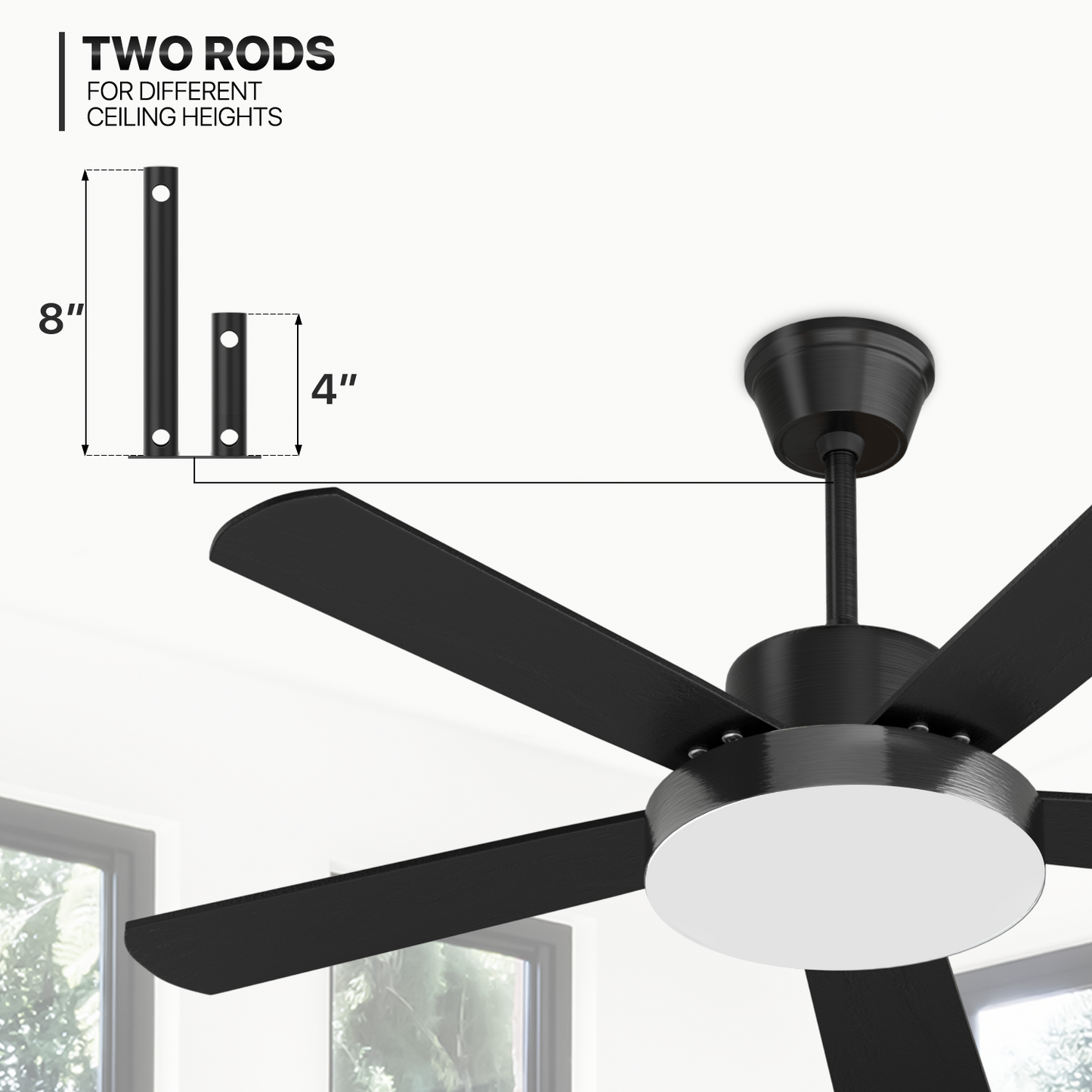 52" Black LED Ceiling Fan w/Remote