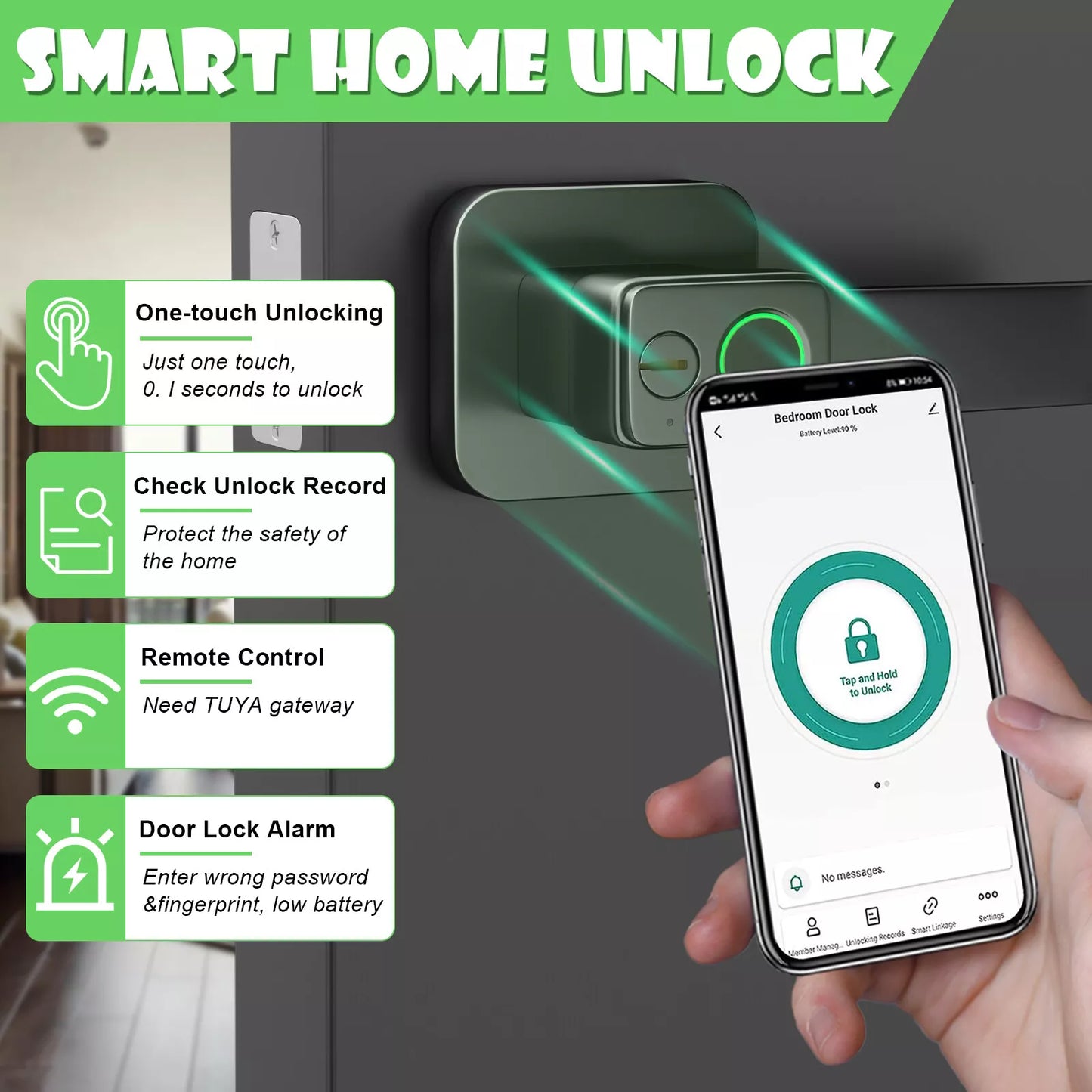 Smart Door Lock Handle Biometric