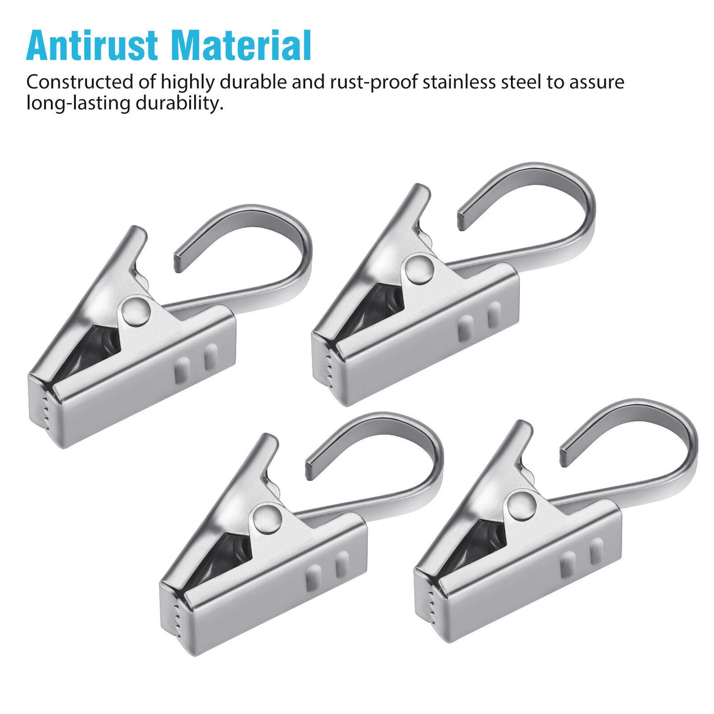 30Pcs Stainless Steel Curtain Clips