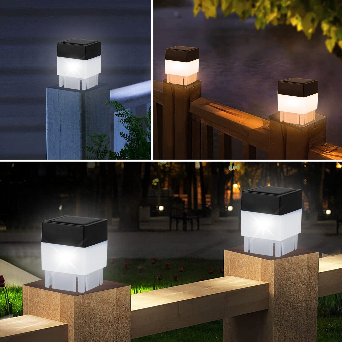 2PCS Solar Post Light 2x2" Waterproof LED Outdoor