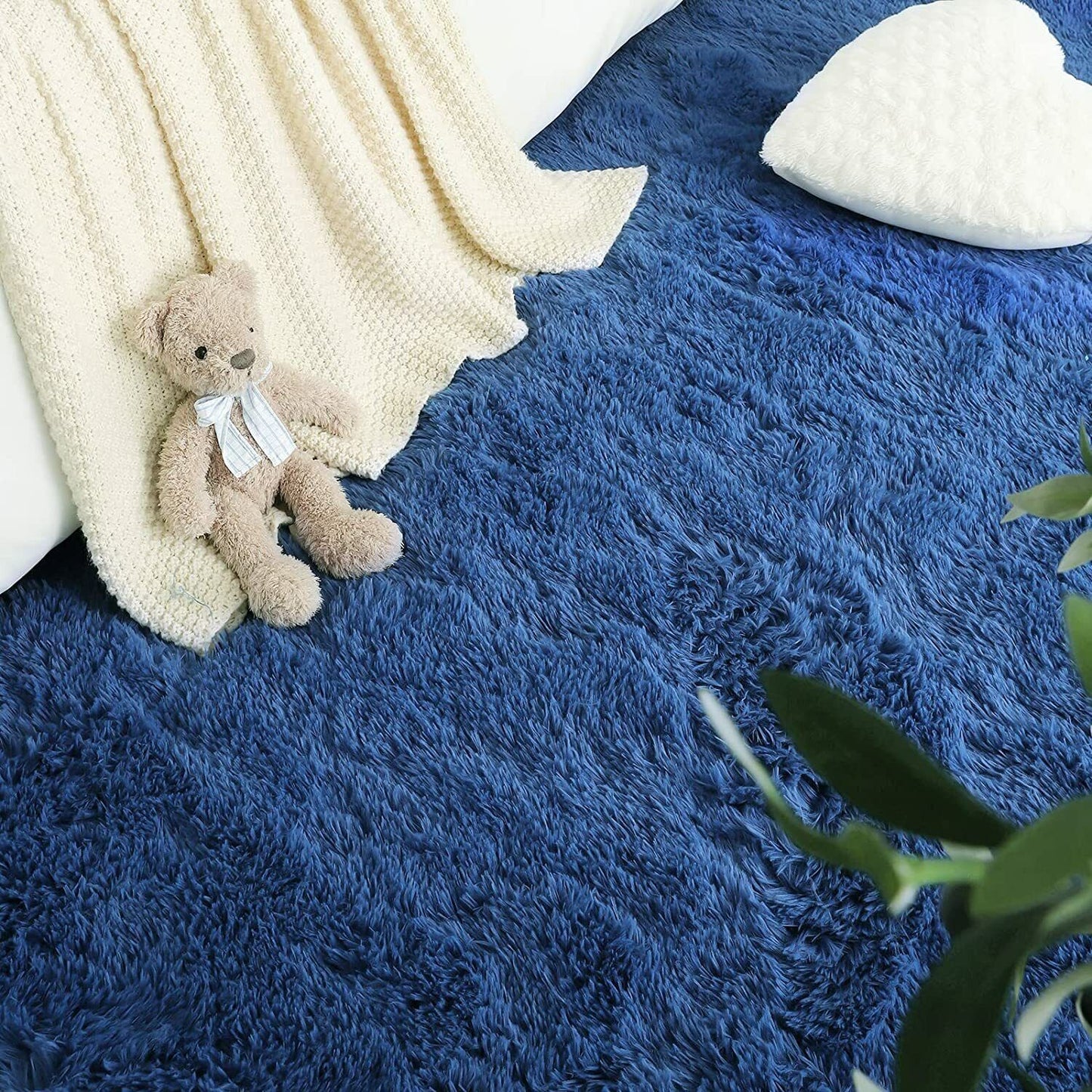 Fluffy Rug Ultra Soft for Bedroom 3x5ft- Navy Blue