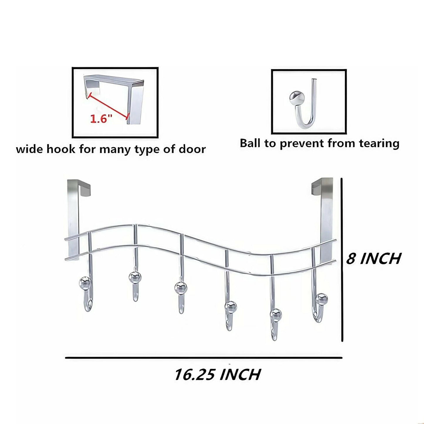 Over the Door 6 Hook Rack