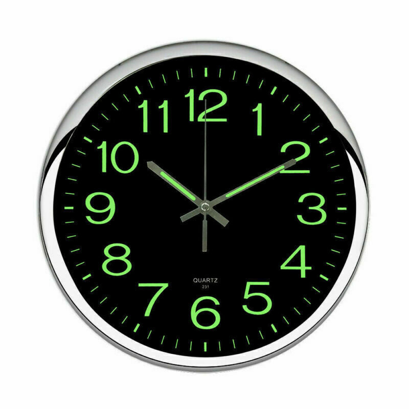 Large Wall Clock Glow In Dark Decor 12''