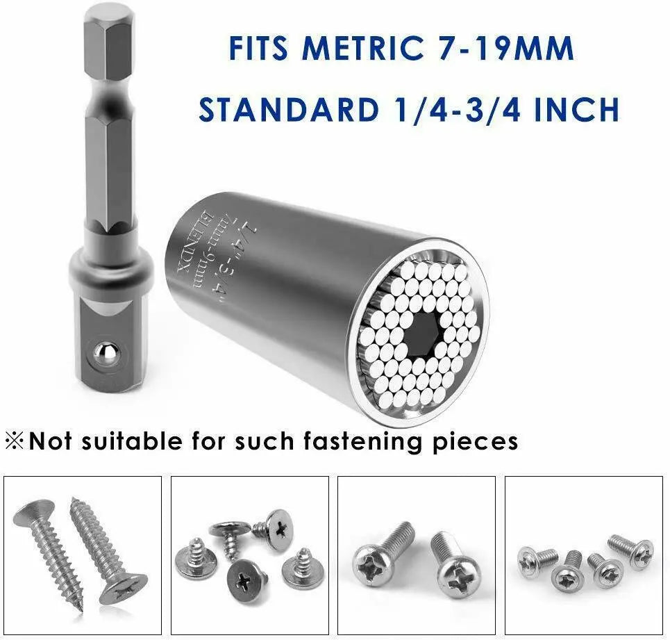 Universal Socket 1/4-3/4 7mm-19mm