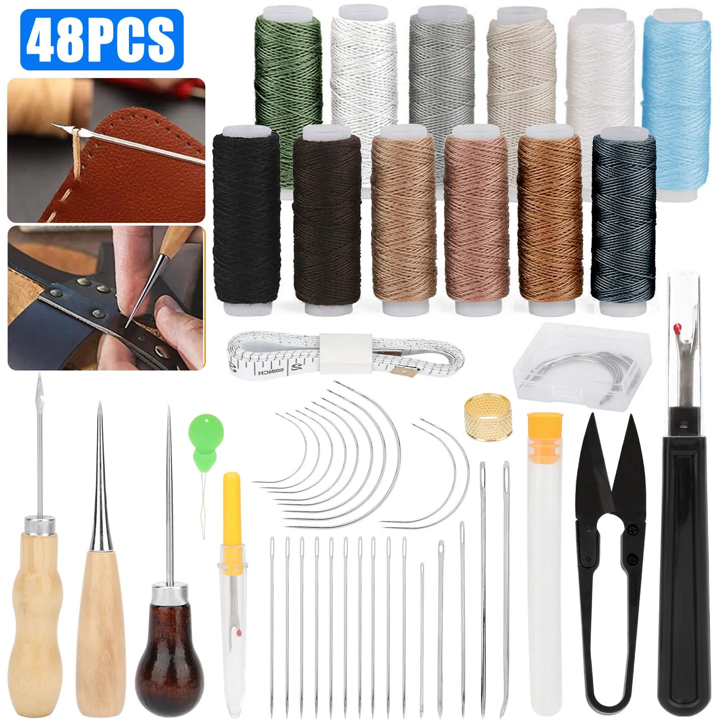 48pcs Leather Thread Stitching Tools Kit