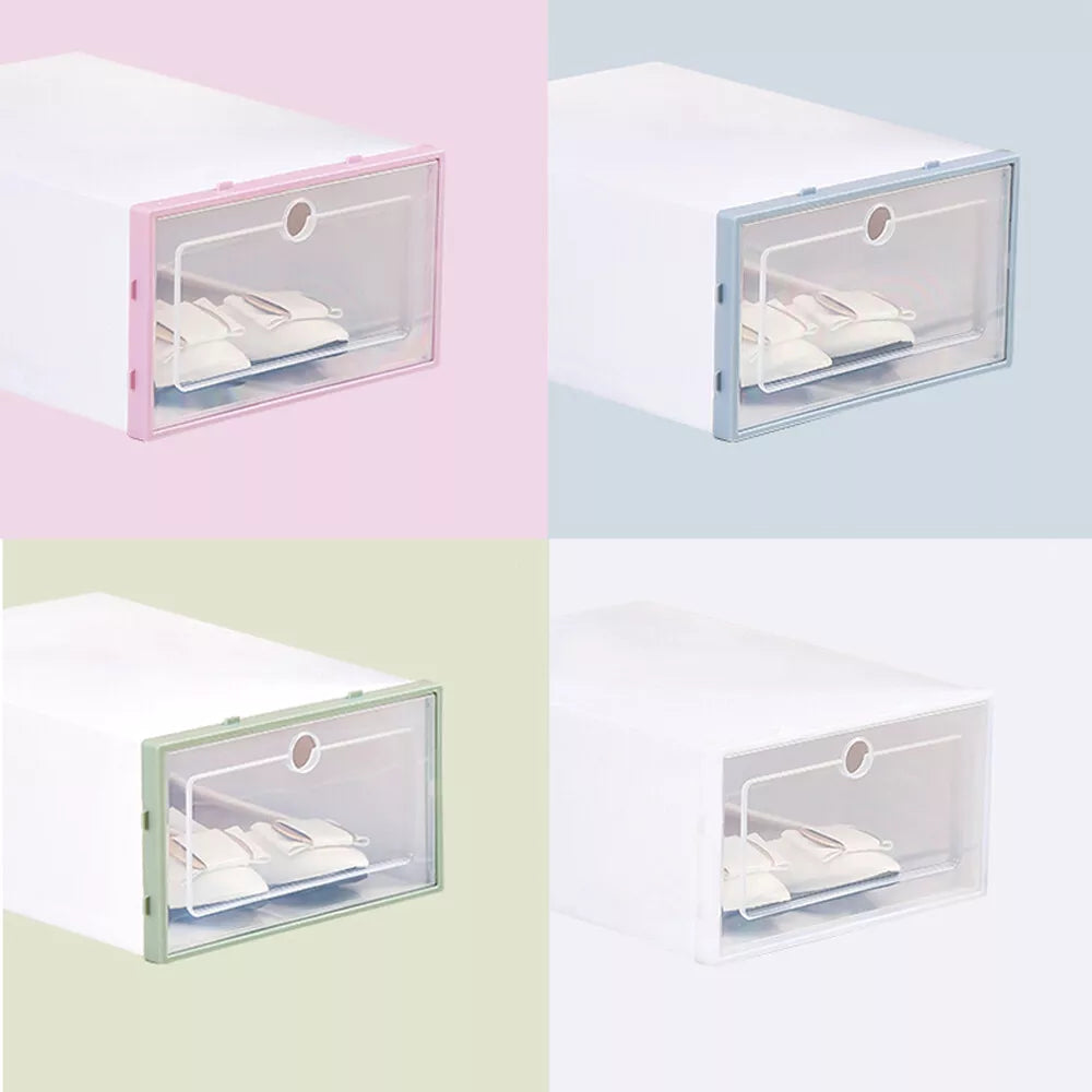 12pcs Foldable Plastic Transparent Shoe Box